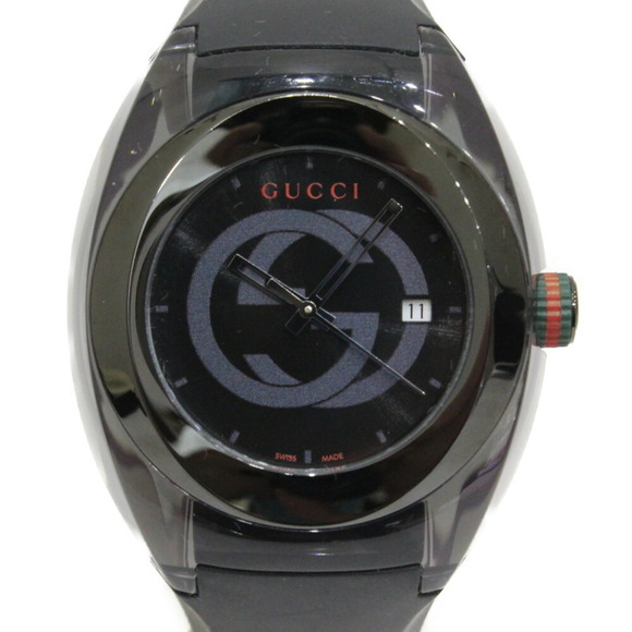 Gucci Sync Quartz Watch SS Polyamide Rubber Black - Picture 1 of 12